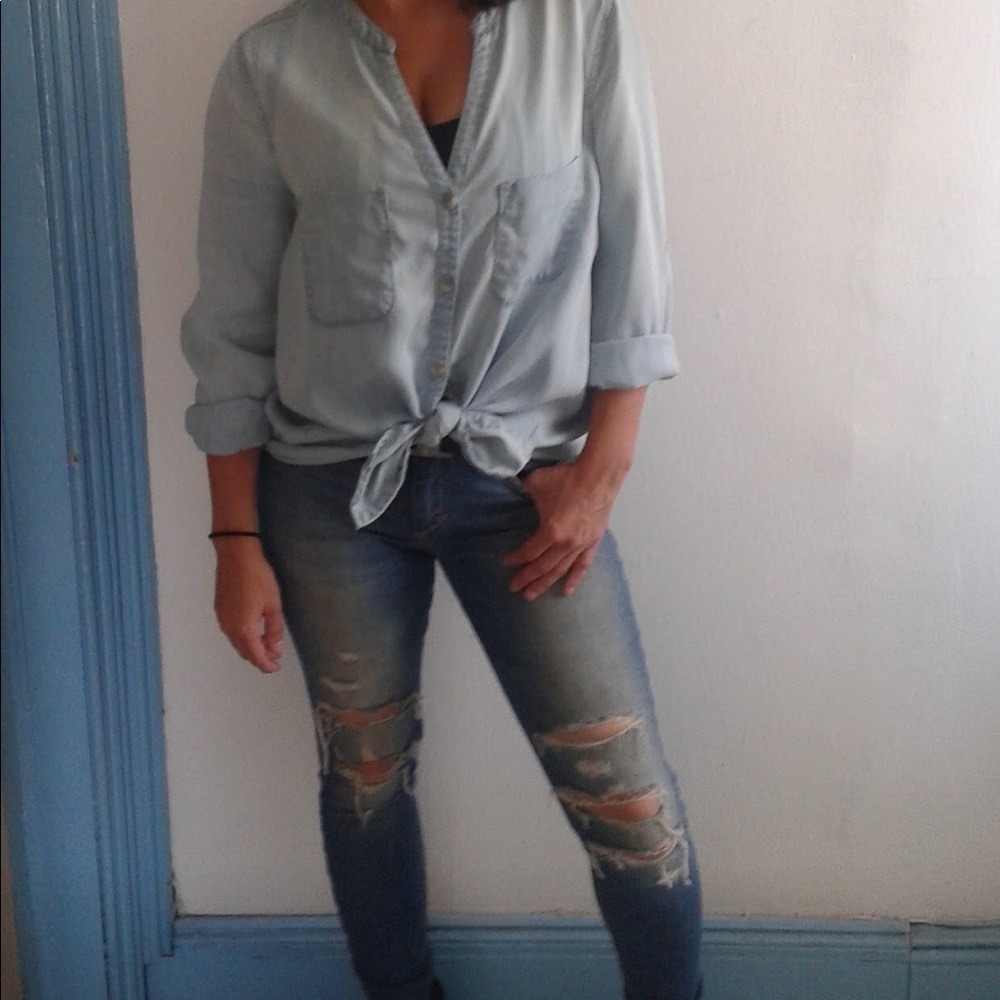 Joes destructed distressed skinny jeans 25